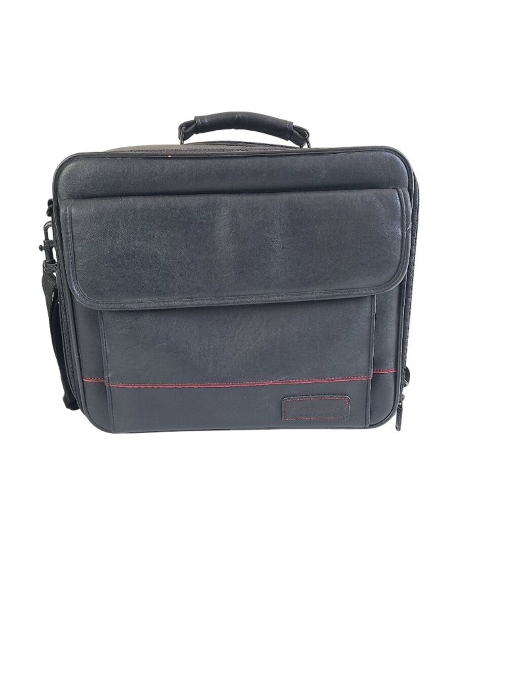 Targus Black Leather Laptop Bag With Shoulder Strap & Multiple Compartments